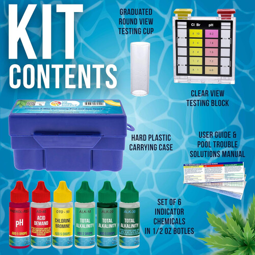 Κιτ 5 θέσεων US Pool Supply Premium για pH, χλώριο, βρώμιο, αλκαλικότητα, οξύτητα - Δείκτης 2