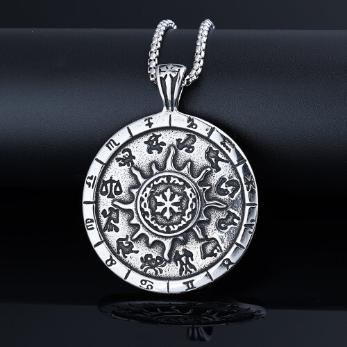 Μόδα ρετρό ηλίανθος Viking Rune μενταγιόν από ανοξείδωτο ατσάλι 1