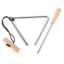 Triangle Percussion Instrument with Wooden Striker, Clear Ringing Tone for School Band and Concert