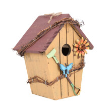 Bird House Outdoor Wooden Hanging Decoration for Garden Patio Home Office Rustic Style