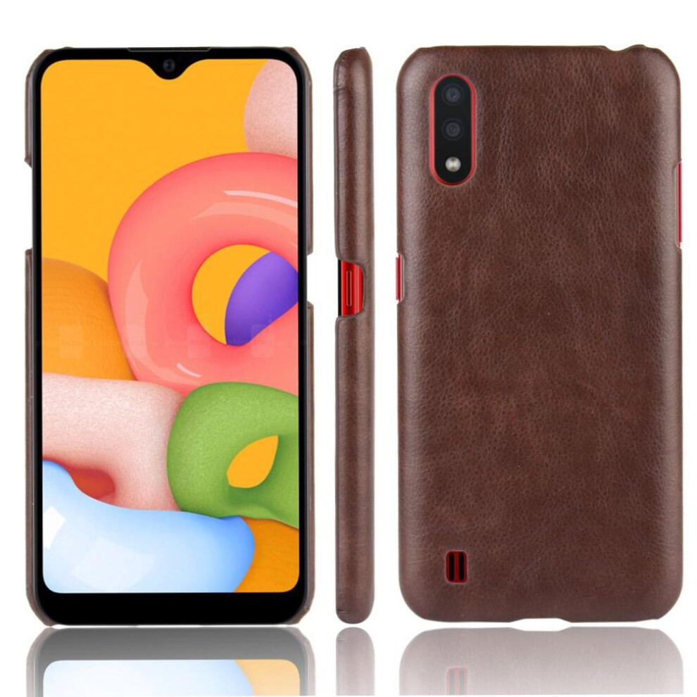 Retro Case For Compatible With Samsung Galaxy A01 Retro Protective Cover Lychee Pattern Compatibility Anti Scratch 9395123247373