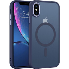 Cás comhoiriúnach le iPhone X/Xs, Gorm Cabhlaigh, Cúl Neamhlonrach Caol atá Frith-Thurraingthe le haghaidh Muirearú Gan Sreang Magsafe, Cosaint