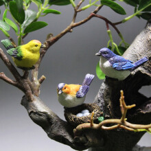 XM Culture Tree Sculpture Bird Nest Design Desktop Decoration Resin Table Top Car Ornamental Statue for Garden