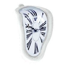 DAMIFU Clock New Surreal Melting Distorted Wall Clock Stylish Clock For Home and Garden White