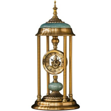 Vintage Desk Clock with Pendulum, Retro Metal Table Clock, Ceramic Accents for Home or Office Decor