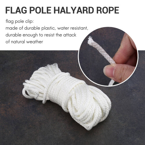 Σχοινί Halyard για κοντάρι σημαίας 50 ποδιών x1/4 ιντσών με κλιπ γάντζου κοντάρι 1