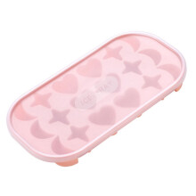 Eiswürfelform „Mond, Sterne, Herz“ – Stapelbare Silikonform mit 18 Mulden, Deckel und Pipette, zum einfachen Herauslösen für Cocktails,