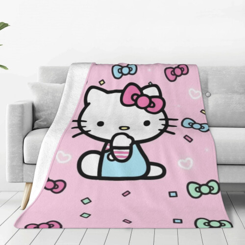 Κουβέρτα Hello Kitty Μαλακή Ζεστή Φανελένια Κουβέρτα για Υπνοδωμάτιο, Σαλόνι,
