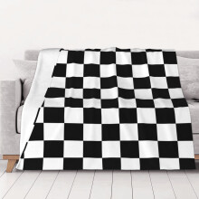 Schachmuster-Decke, schwarz-weiß kariert, Überwurfdecke, Zimmerdekoration, Flanelldecke für Bett und Sofa, 152 x 127 cm