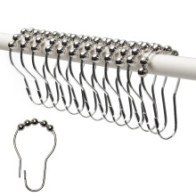 RustResistant Metal Shower Curtain Rings Set of 12 for Smooth Sliding on Bathroom Rods