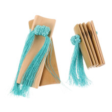 Kuaiban Clappers with Blue Tassel, Wooden Finger Castanets, Clear Tone for Stage and Festivals