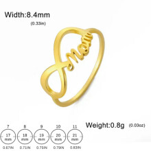 RSAMD Infinite Symbol Ringen voor Dames, Verliefden, Roestvrij Staal, Eindeloze Liefdesringen, Sieraden - 10 - Goud