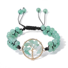 Pulsera Nvzi-a hecha a mano con cuentas, apta para hombres y mujeres, pulsera vintage tejida a mano con cuentas de piedra natural y árbol de la