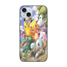 Pikachu kompatibelt med iPhone 15 telefoncover, blødt glascover til dobbelt kamera kompatibelt med iPhone 15Plus