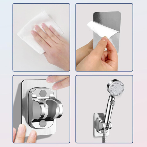 Adjustable Wall Mounted Shower Head Holder with Strong Adhesive, Universal Handheld Bracket 1