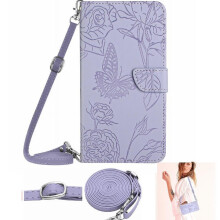 Etui til Google Pixel6 Telefoncover Blødt PU-læder Sommerfugle og blomster med kortholder og lang rem i læderpung