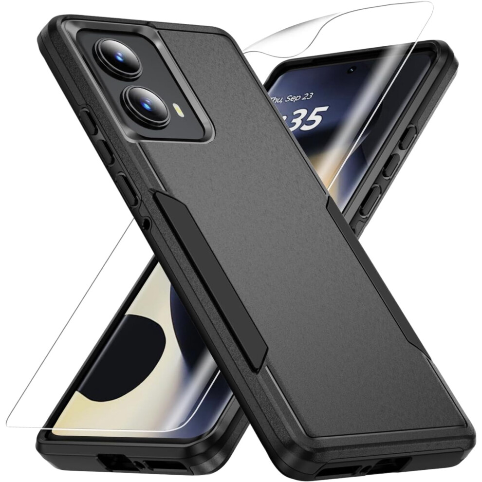For Motorola Edge 2024 Case With Hd Screen Protector, Military Grade Drop Tested Heavy-Duty Rugged Shockproof Case, Black 9395123354262
