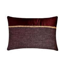 HomeCentric Decoratieve Kussenhoezenset Wijnrood & Paars 30x50 cm, Jute & Satijn Patchwork, Moderne Lendenkussenhoezen (Set van 2)