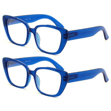 2 paar transparante leesbrillen voor dames met oversized montuur - leesbril met veerscharnier 7024 +2.75