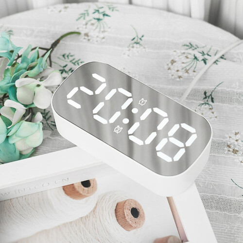 Ψηφιακό Ξυπνητήρι με Καθρέφτη LED Zriyin με Ρυθμιζόμενη Φωτεινότητα για Υπνοδωμάτιο, 2