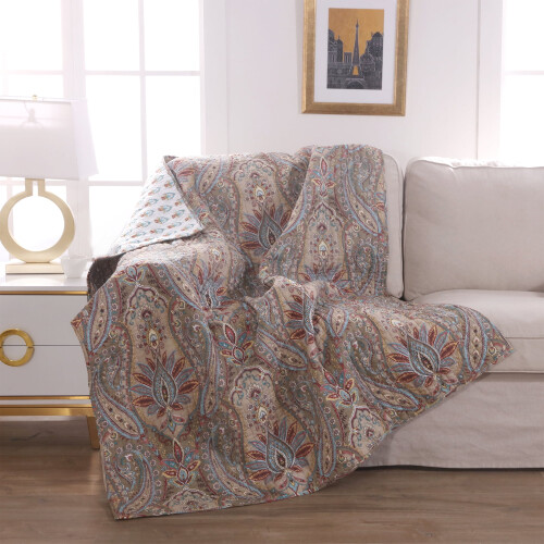 Levtex - Kasey - Ριχτάρι καπιτονέ - 50x60 ίντσες - Paisley - Κόκκινο, Μπλε, Μπεζ, Κίτρινο, Μαύρο