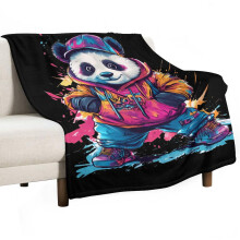 Lustige Hip-Hop-Panda-Decke, superweich, Weihnachtsdecke, Flanell-Mikrofaserdecke für Couch, Bett, Sofa, flauschig und warm, 152 x 203 cm
