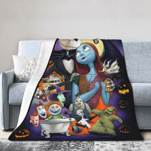 Nightmare Before Christmas Ultraweiche Mikrofleece-Decke 152 x 127 cm - 3D-Druck, Ganzjahresdecke, Sofa, Bett, Geschenk für Kinder und Erwachsene
