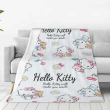 Hello Kitty -peitto, kevyt ja mukava sohvasänky, erittäin pehmeä flanelli-fleece-mikrokuituinen matkahuopa, kaikkina vuodenaikoina aikuisille ja