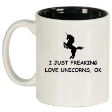 I Just Freaking Love Unicorns Funny Ceramic Coffee Mug Tea Cup Gift for Her, Him, Friend, Coworker, Wife, Husband (11oz White)
