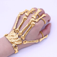 Unisex metal skelet armbånd gotisk robust smykkesæt til mænd kvinder bryllup perlehalskæde rhinsten øreringe digitalt ur hjerte design