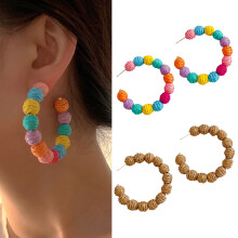 Jacenvly Boho Rattan Hangende Oorbellen voor Dames, Lichtgewicht Rieten Hoepels, Zomerse Strand Sieraden Cadeau (Geschikt voor Bohemian Stijl)