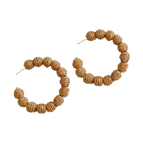 Jacenvly Boho Rattan Κρεμαστά Σκουλαρίκια για Γυναικεία, Ελαφρύ Ψάθινο Κρίκο από Ψάθα για 1