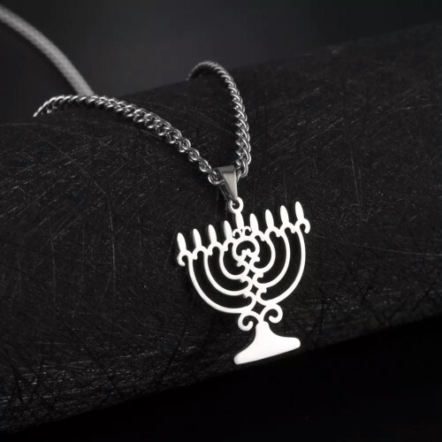 RSAMD Hanukkah Menorah Κολιέ μενταγιόν Λάμπα Πίστης από Ανοξείδωτο Ατσάλι Θρησκευτικά