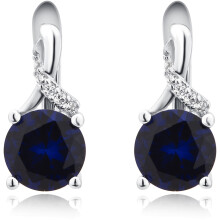 Oorbellen van sterling zilver met blauwe saffier en kubische zirkonia