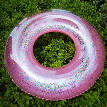 Nieuwe, transparante zwemband met pailletten voor volwassenen en kinderen, opblaasbare wateraccessoires, verdikte PVC zwemband #70cm roze