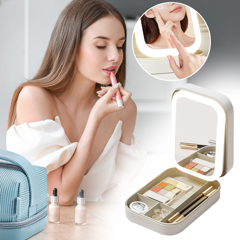 Begine Graduation Ornaments Clearance,Cosmetic Bag with Led Mirror White,Makeup Mirror*1 Charging Cable*1