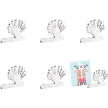 6 stuks schelpvormige memoclips van legering, fotoclips, kaartclips, papierclips, menuclips, platina berichtenclips, notitieclips, fotohouders voor