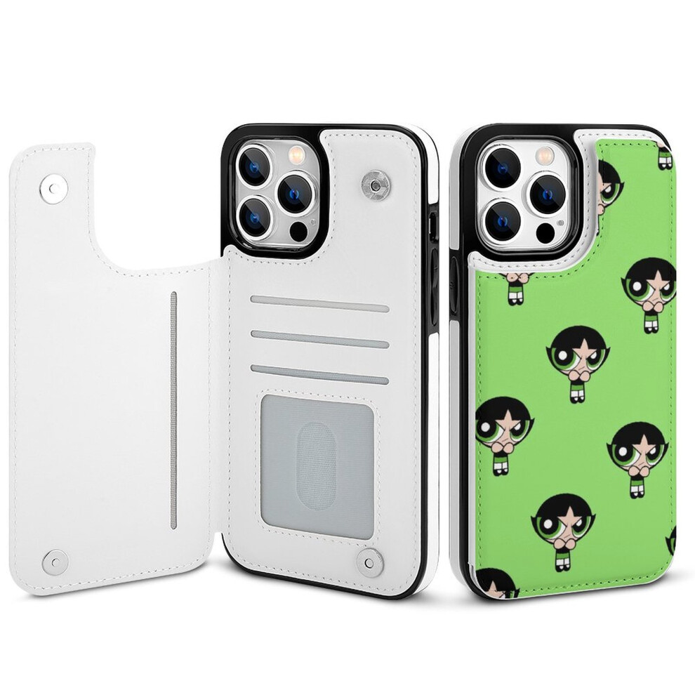 Powerpuff Girls Compatible Iphone 14 Pro Max Wallet Case With Card Holder, Pu Leather Folio Case With Kickstand, Magnetic Clasp & Shockproof Cover 9395123552019