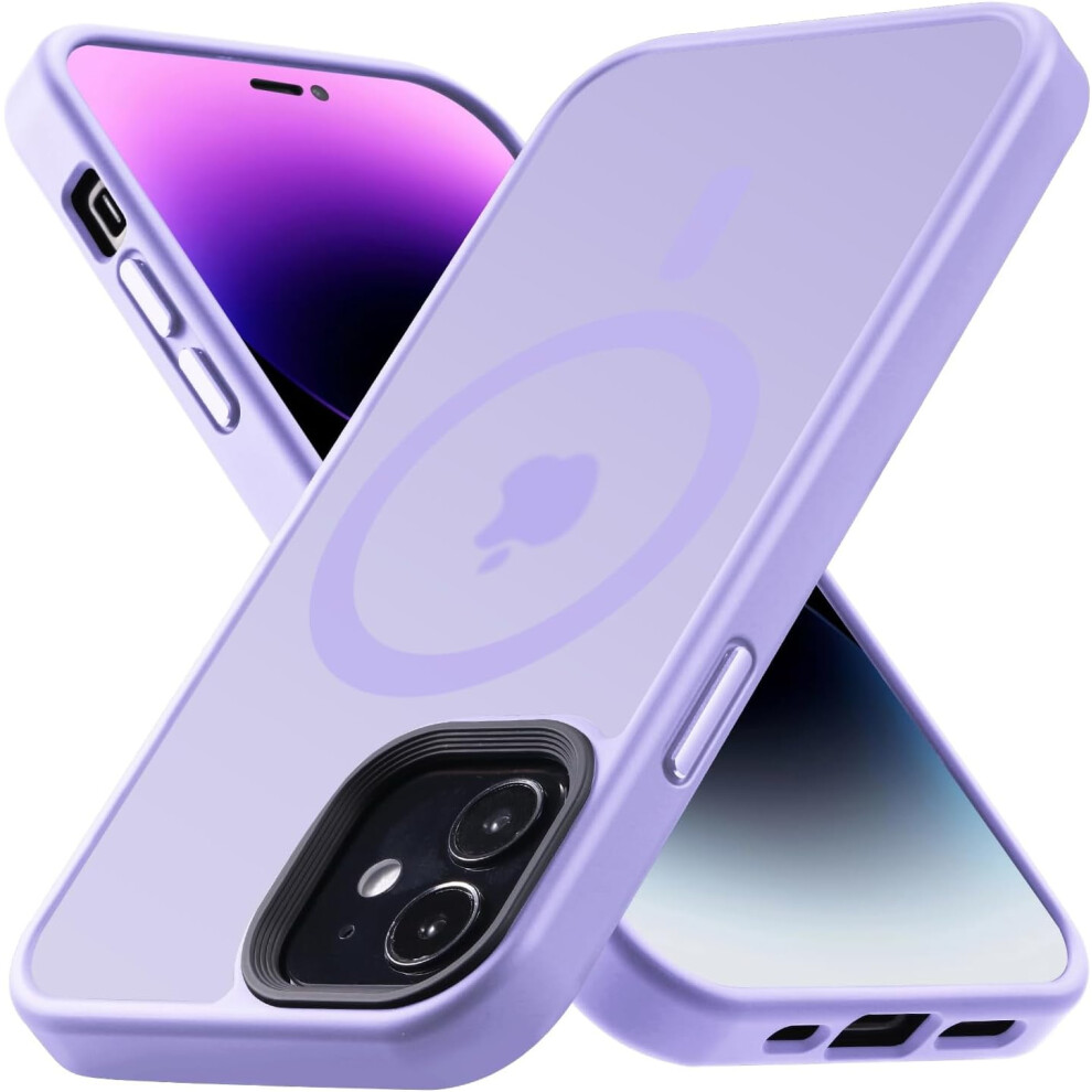 Strong Magnetic Case For Iphone 12/12 Pro - Shockproof Magsafe Compatible Cover - Matte Purple 9395123552248