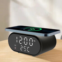 Hordozható vezeték nélküli töltő ébresztőóra éjjeli töltéssel és ébresztővel mélyen alvóknak - iPhone-kompatibilis