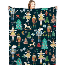 Manta navideña Cascanueces, compatible con la decoración azul, suave, soldado de ballet, príncipe, ratón, hada, regalo para el hogar, cama,