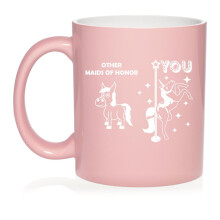 Maid Of Honor Superstar Unicorn Funny Ceramic Coffee Mug Tea Cup Gift (11oz Light Pink)