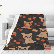 Mimikyu Anime-Decke, Überwurf, Bettwäsche, Zimmerdeko, Flanelldecke für Bett und Sofa