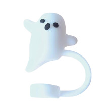 3D Halloween Straw Cover Cap, Cute Ghost Toppers, Reusable Silicone Straw Tip Covers Compatible with Cups & Tumble Water Bottles