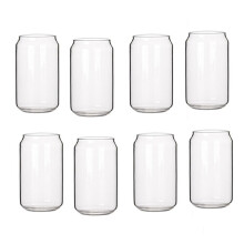 8-delige set blikvormige glazen, trendy water-, melk-, sap- en cocktailglazen, shakeglazen, dessertglazen, mokken, 400 ml