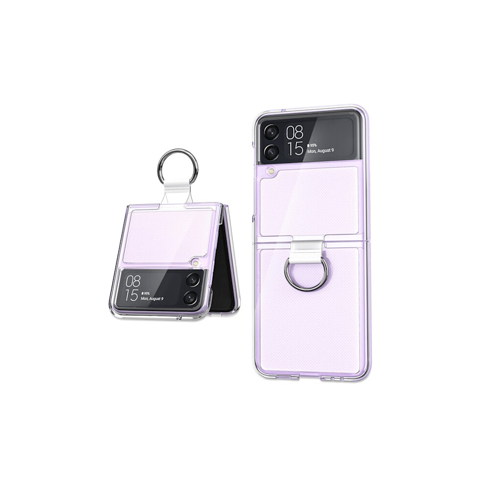 Compatible With Samsung Galaxy Z Flip 4 - Stylish Thin Case With Ring Holder Transparent 9395123655789