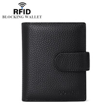 Portofel scurt din piele pentru femei cu clips pentru bani, port-card multifuncțional european și american cu protecție RFID împotriva furtului