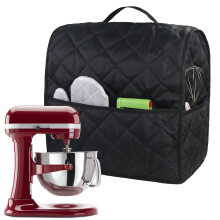 KitchenAid mixerhoes - Stofwerend met opbergvakken, zwart, geschikt voor mixers met kantelkop van 4,5-5 liter, compatibel met KitchenAid