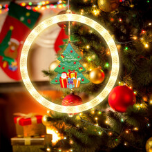 Liquidation ! Décorations de Noël 2024 avec cheval au galop circulaire, guirlandes lumineuses LED colorées pour fenêtres, suspensions et