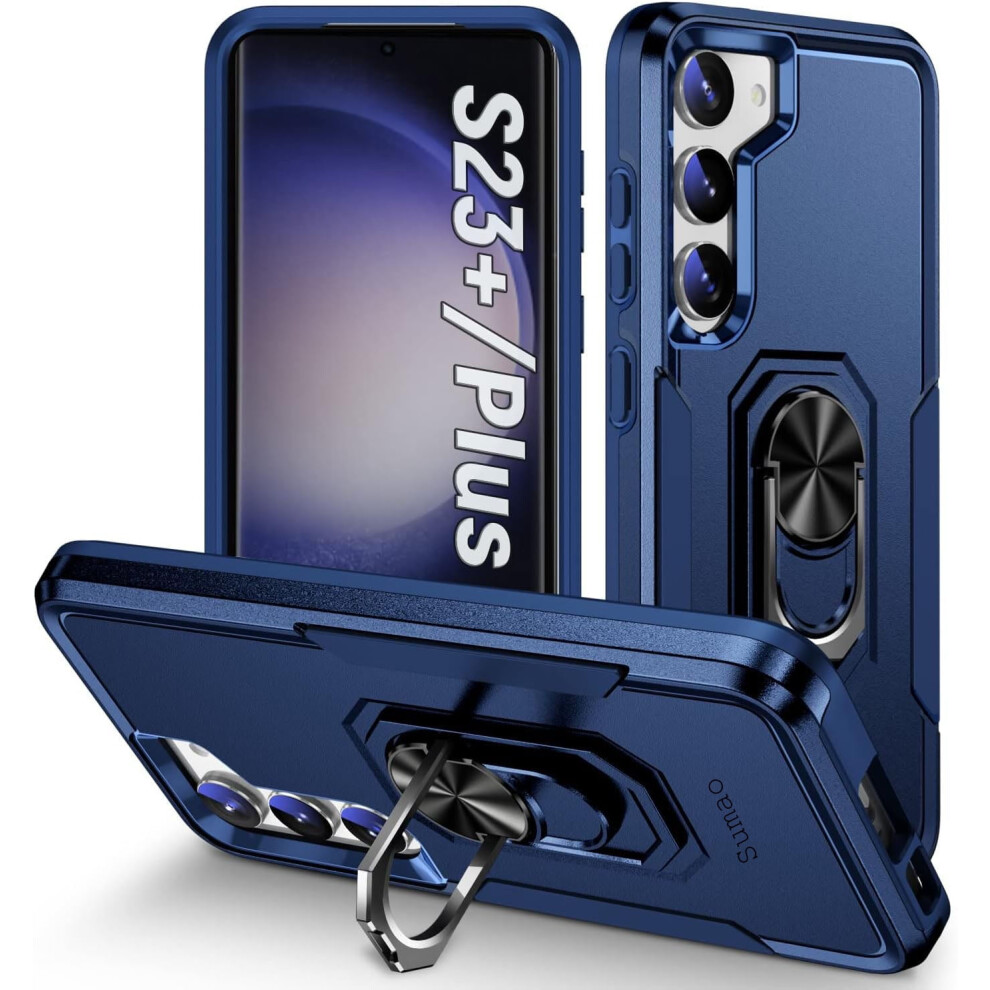 Sumao Compatible With Samsung Galaxy S23 Plus Case For Stand Heavy Duty Drop Protection Rugged Shockproof Case-Dark Blue 9395123659695